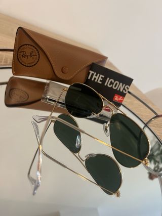 Gafas Ray-Ban Aviator Doradas Lente Verde