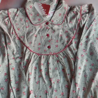 Camisón largo algodón estampado floral, invierno