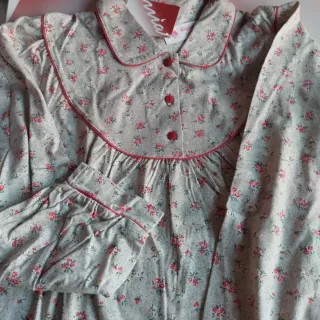 Camisón largo algodón estampado floral, invierno