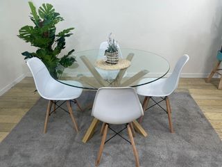 Mesa Redonda de Cristal Templado 120cm.