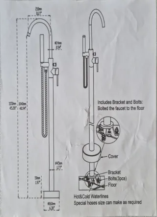 Grifo de bañera exenta oro cepillado