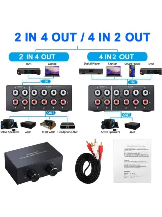 Conmutador Audio RCA Bidireccional 4 Vías