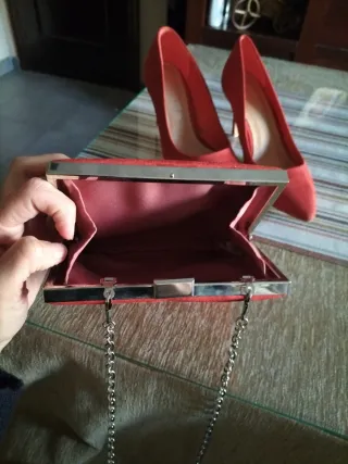 Cartera y Zapatos de Tacón Maripaz naranja
