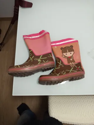 Botas de agua niña rosas y marrones