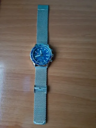 Reloj Caballero Malla Acero Azul