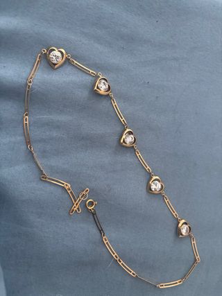 Collar Corazones Oro con Circonitas