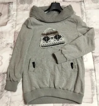 Felpa grigia con fantasia borsa, L.