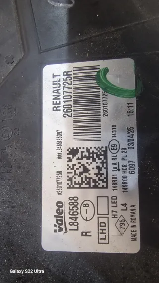 Faro Dacia Duster Derecho 260107725R