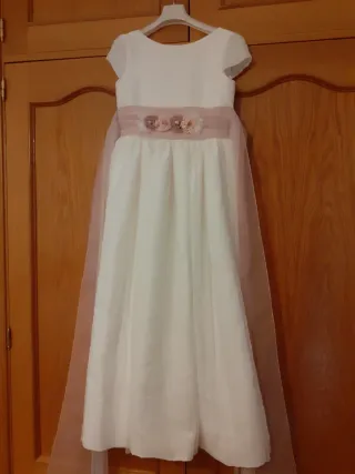 Vestido de Comunión Blanco y rosa