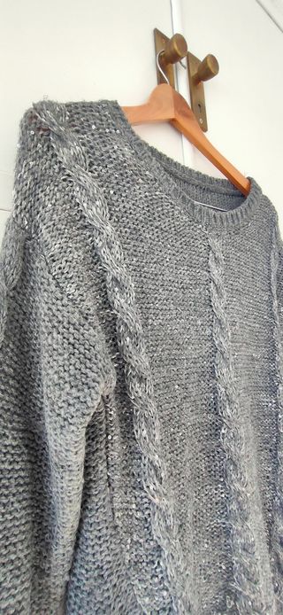 Jersey punto trenzado gris