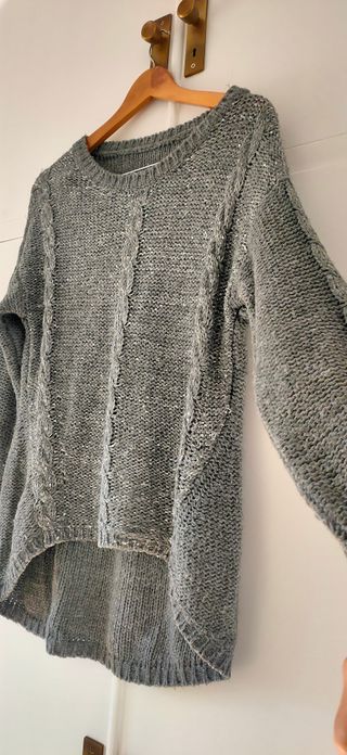 Jersey punto trenzado gris