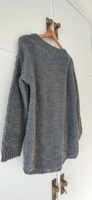 Jersey punto trenzado gris