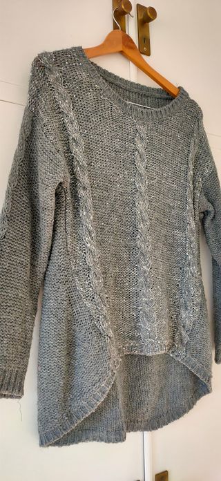 Jersey punto trenzado gris