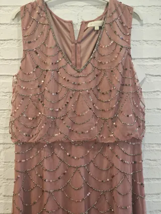 Vestido fiesta nude lentejuelas