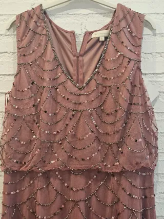 Vestido fiesta nude lentejuelas
