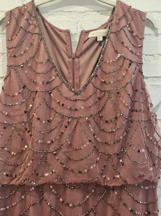 Vestido fiesta nude lentejuelas