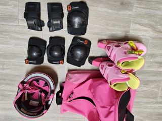 Patines niña. T30-32 Casco, protecciones.