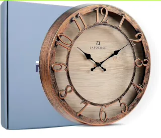 Reloj de Pared Vintage Bronce Silencioso