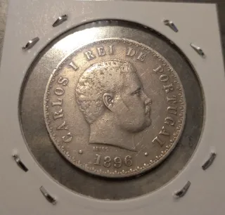 Portugal 500 Reis Plata 1896. Muy escasa.