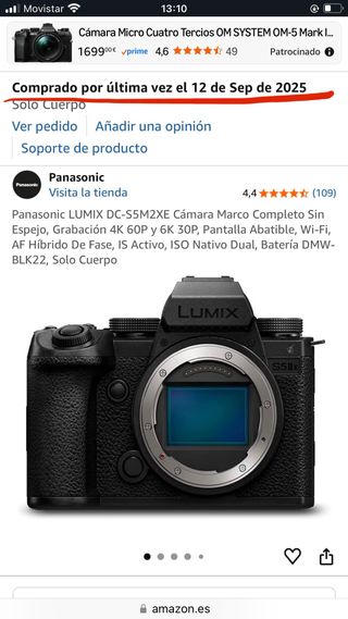 OFERTÓN Panasonic Lumix S5IIX CON GARANTÍA
