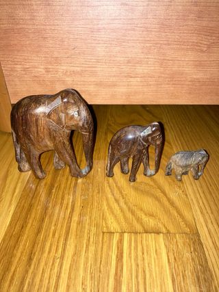 Set 3 Elefantes Madera Decorativos