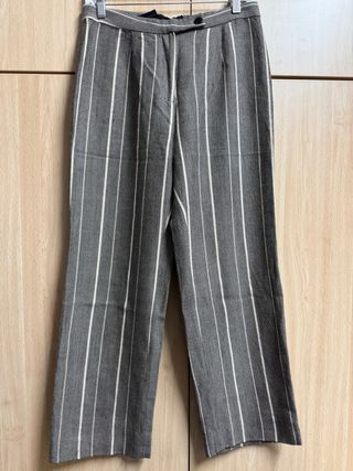 Pantalón Adolfo Dominguez Rayas Gris Blanco