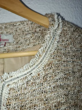 Chaqueta tweed beige y marrón