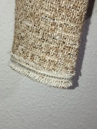 Chaqueta tweed beige y marrón