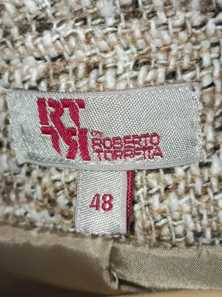 Chaqueta tweed beige y marrón