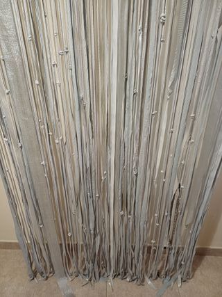 Cortina de tiras gris/plata