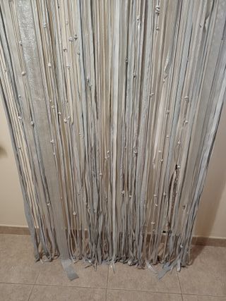 Cortina de tiras gris/plata