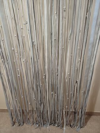 Cortina de tiras gris/plata