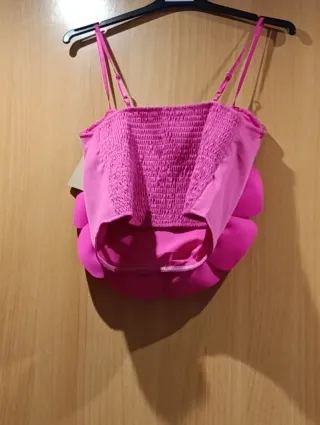 Top rosa con flor xs/s