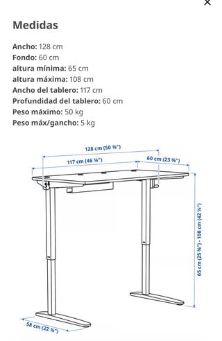 Escritorio elevable IKEA Trotten Grande
