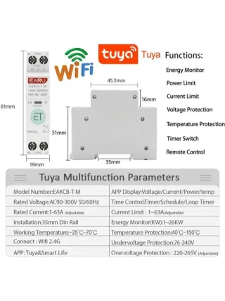 Interruptor Inteligente WiFi EARU EAKCB-T-M