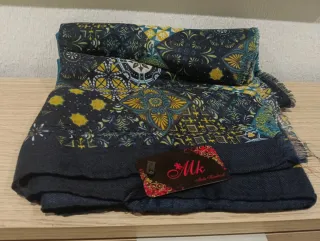 Fular Mk Moda Kosioko azul y amarillo