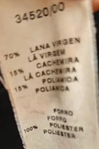 Abrigo largo lana y cashmere