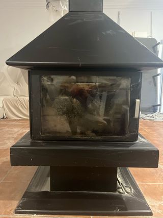 Chimenea 4 cristales metal negro