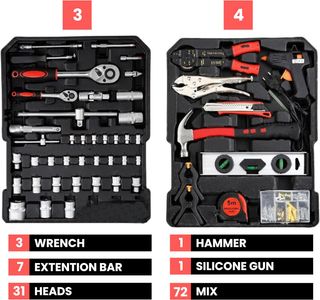 Maletín Herramientas 187 Pieza Cromo Vanadio NUEVO