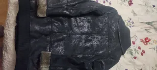 Chaquetón Desigual Piel Vuelta Negro/Gris