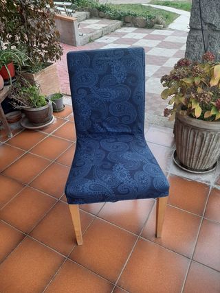 4 Sillas de Comedor Madera y Tela