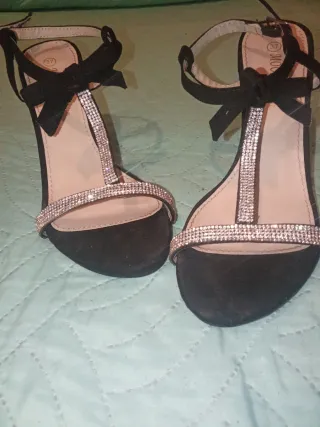 Sandalias Tacón Adorno Brillante Talla 37