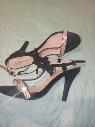 Sandalias Tacón Adorno Brillante Talla 37