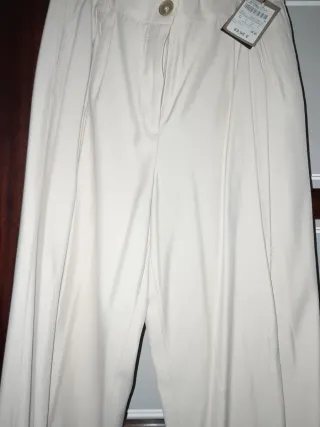 Pantalón Massimo Dutti Beige Mujer