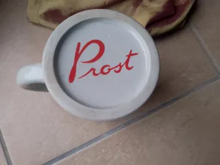 Boccale da birra Hurlimann scritta Prost sul fondo