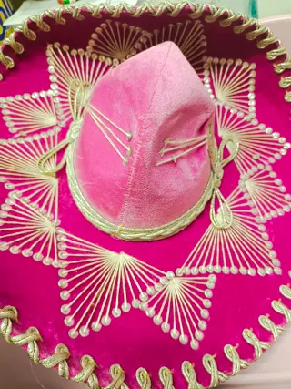 Sombrero Mexicano Rosa y Dorado