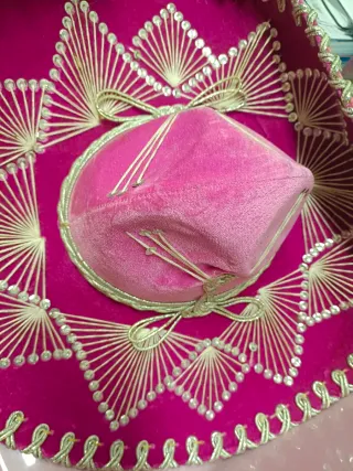 Sombrero Mexicano Rosa y Dorado