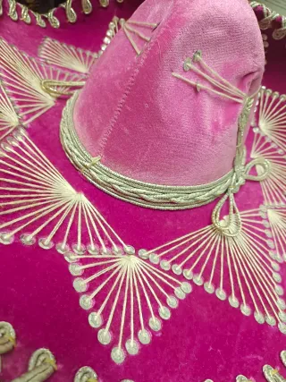 Sombrero Mexicano Rosa y Dorado