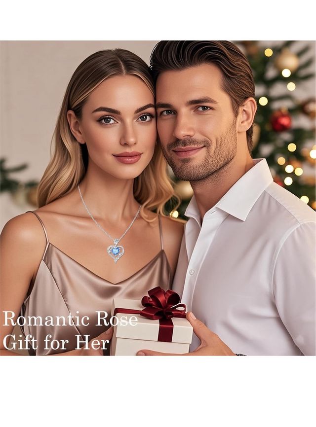 Collare Cuore in Argento 925 Donna con Rosa