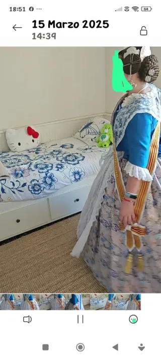 Traje de Fallera azul y multicolor